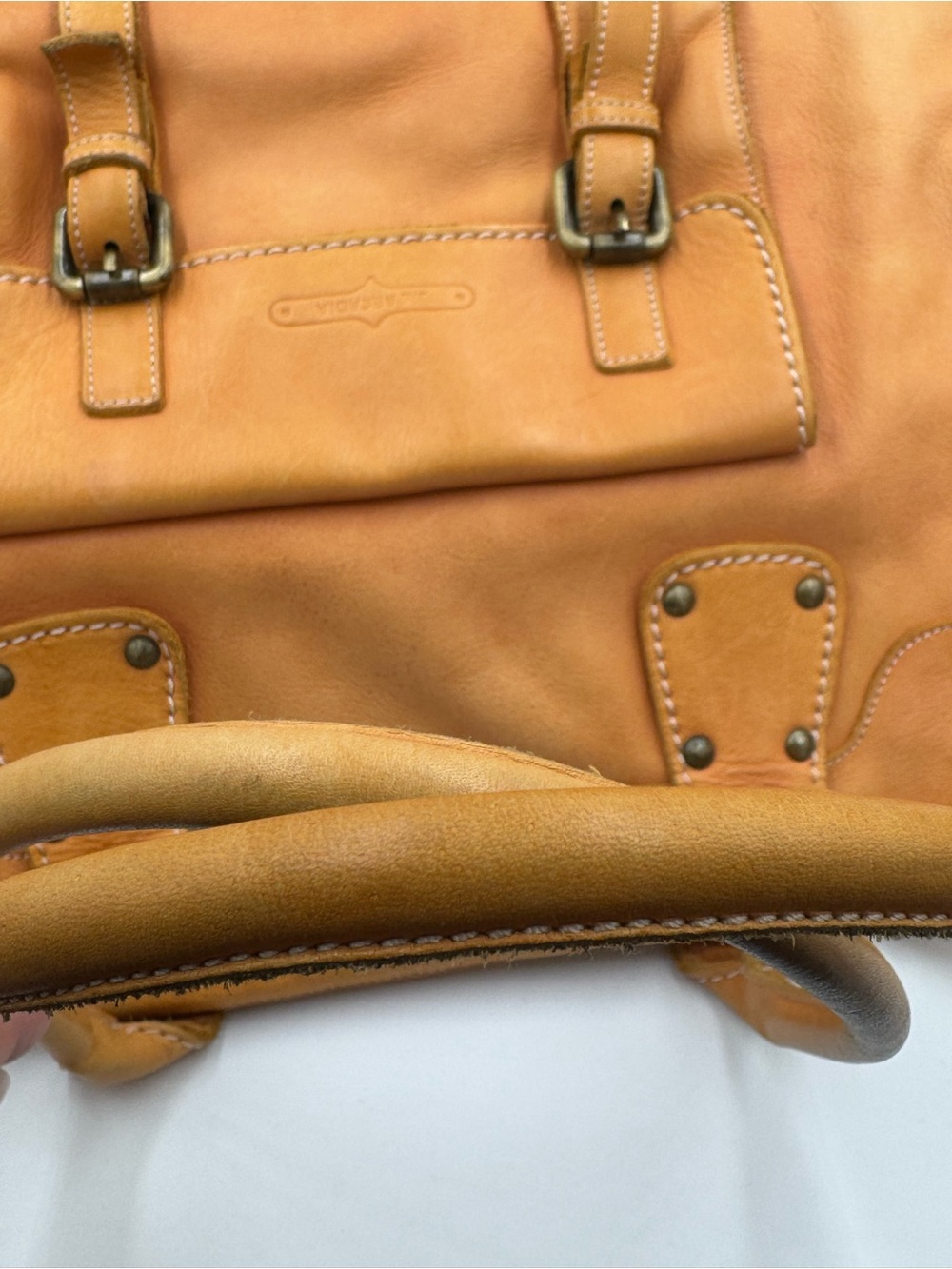 Arcadia Chestnut Leather Satchel Handbag - Picture 10 of 16